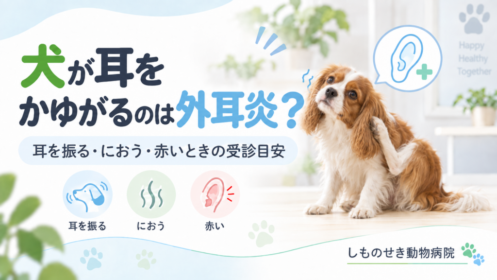 犬が耳をかゆがる外耳炎の記事アイキャッチ