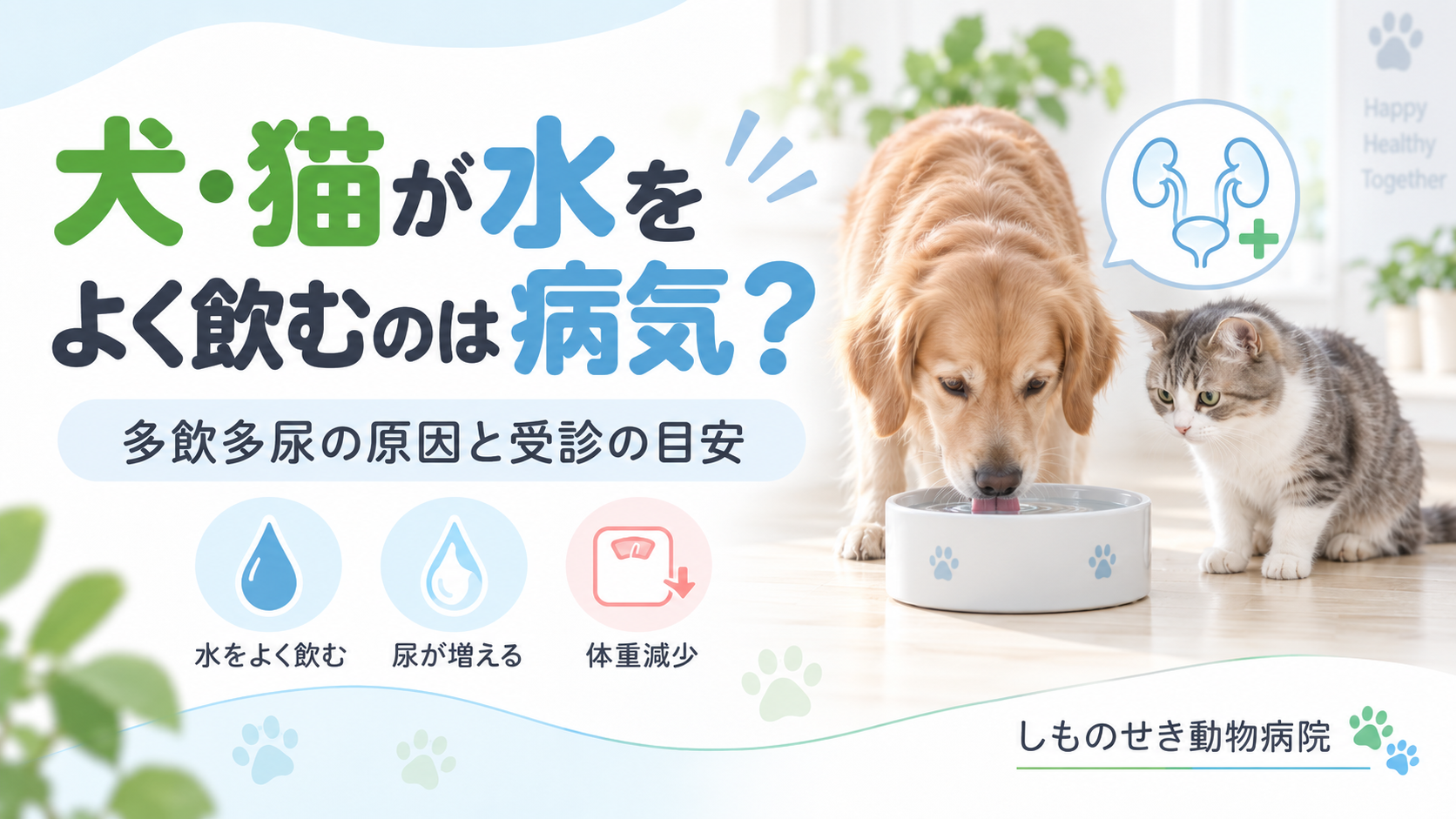 犬と猫が水をよく飲む多飲多尿の記事アイキャッチ