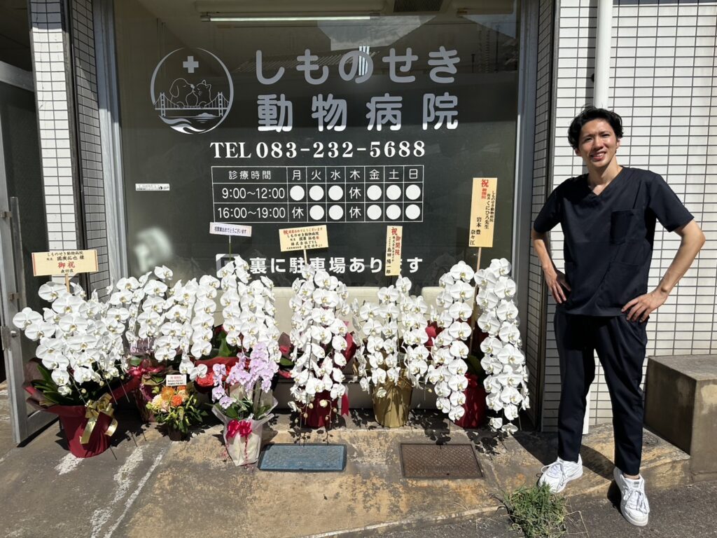 下関市のしものせき動物病院 開院時の外観と院長